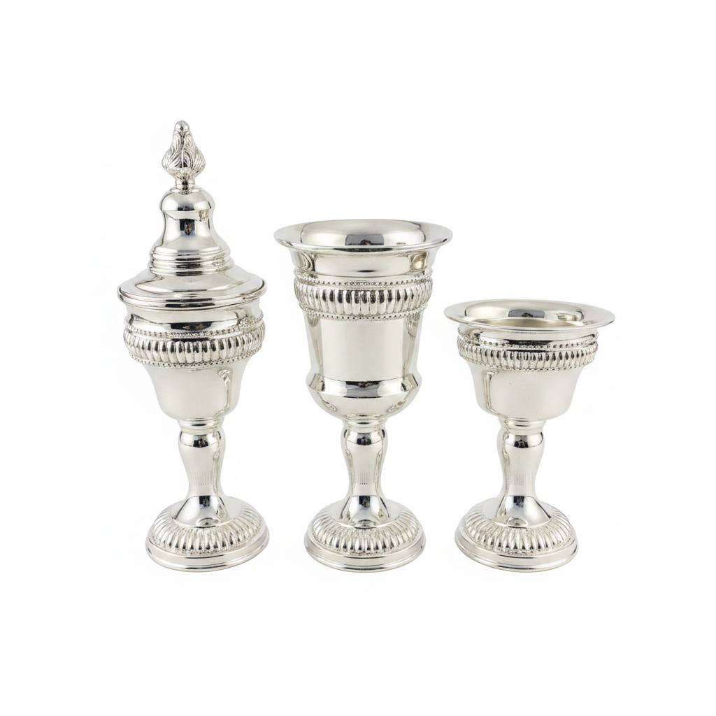 Silver Havdalah Set White Front