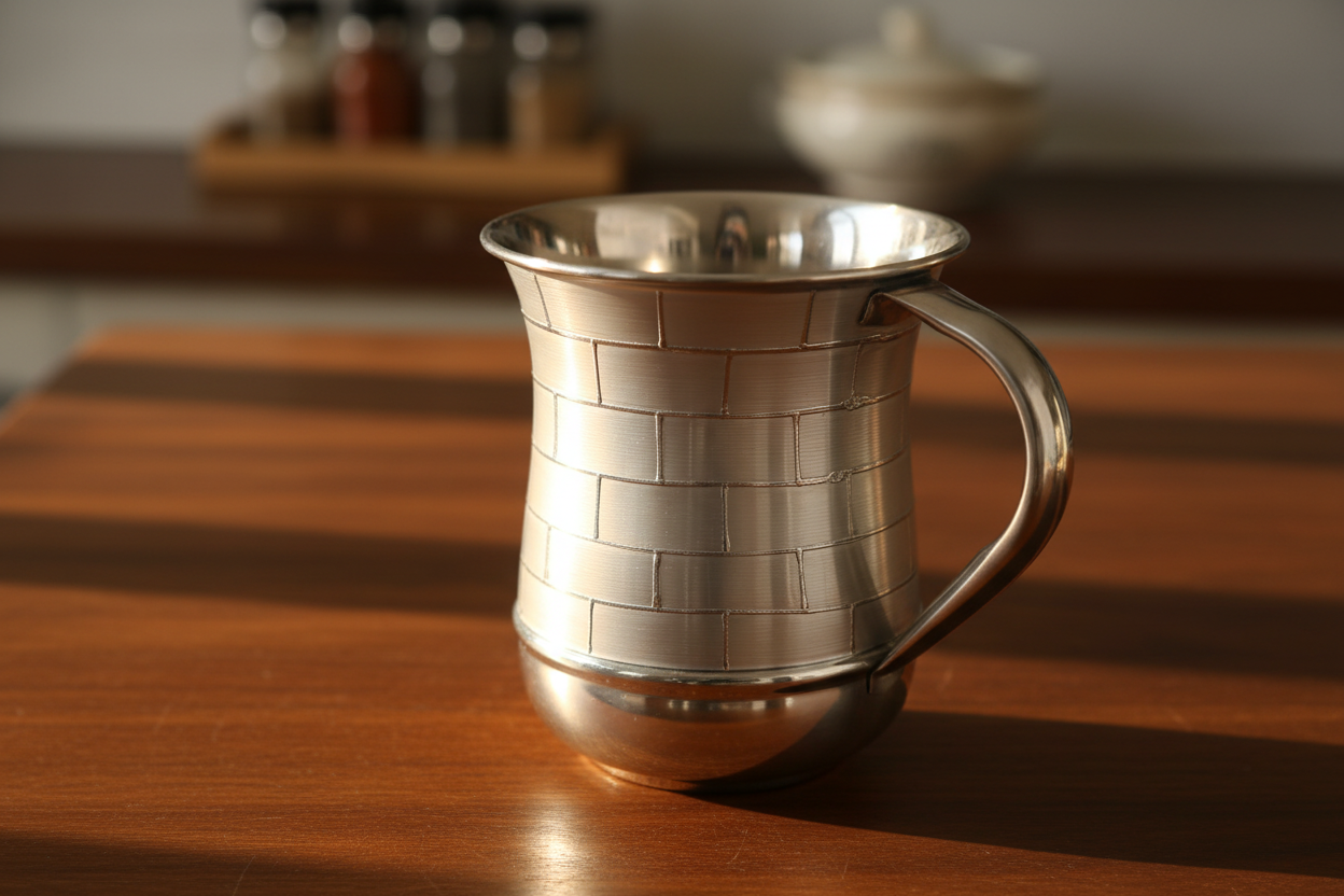 Silver Kotel Cup Wooden Kitchen Table
