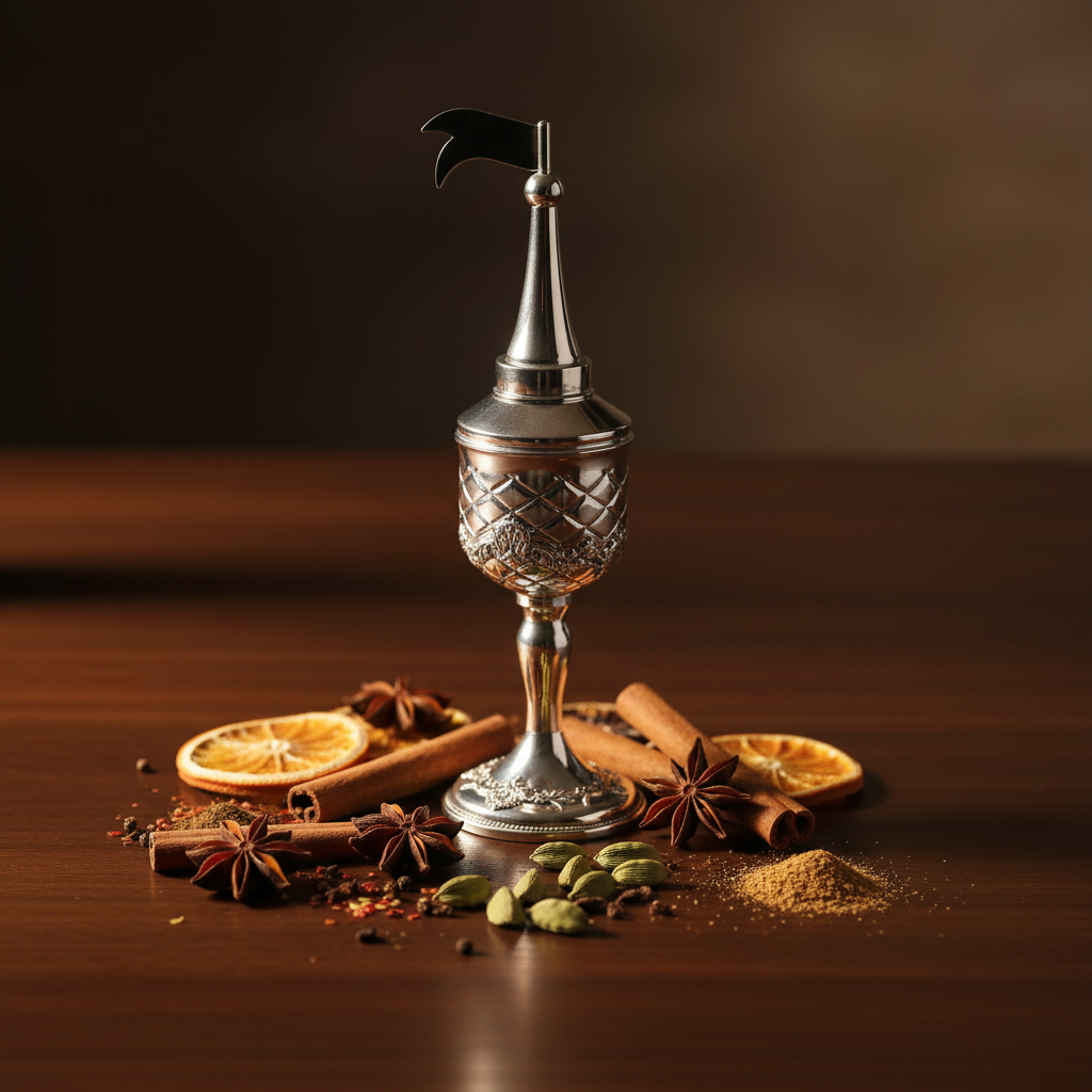 Silver perfume with spices