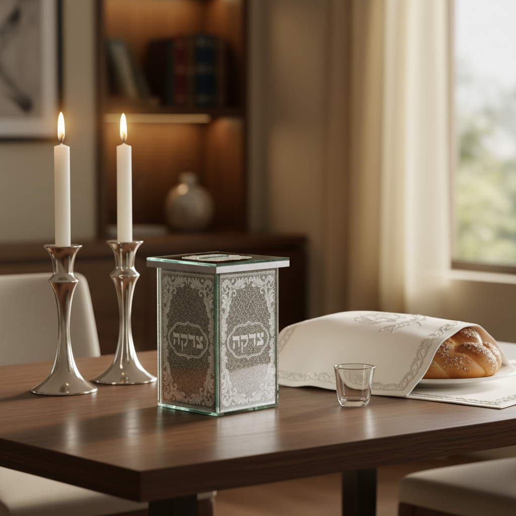 Tzedakah Box on Shabbat Table