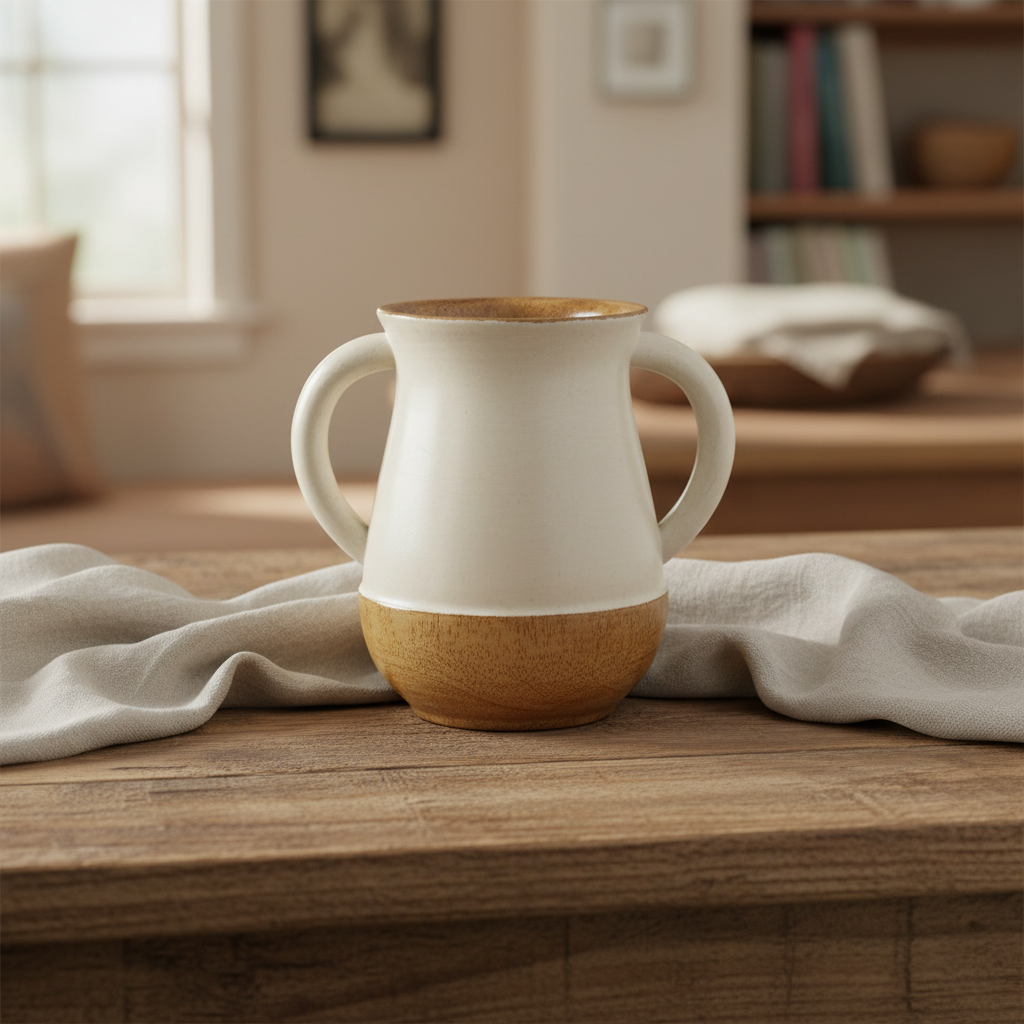 Washing cup on rustic table