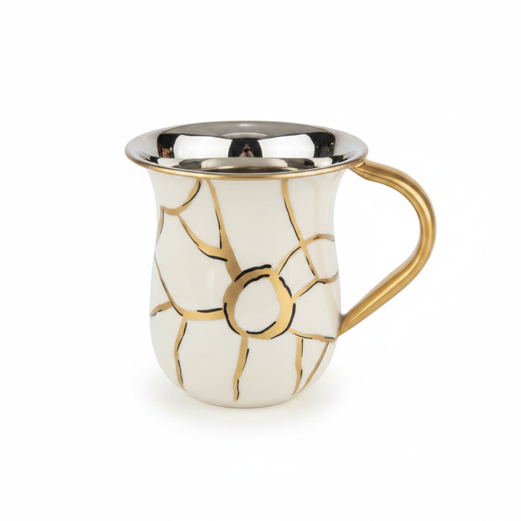 White Gold Kintsugi Washing Cup Front