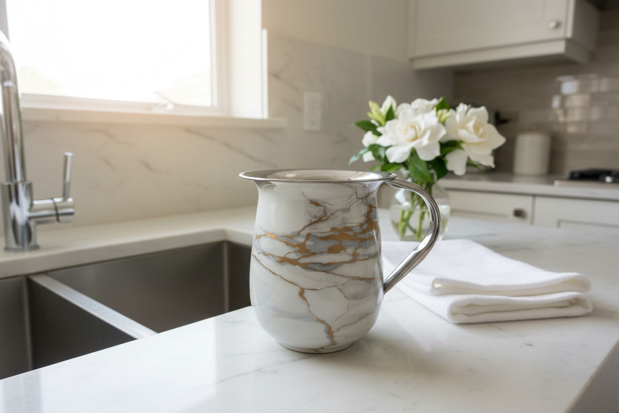 White Gold Marble Cup Kitchen Sink