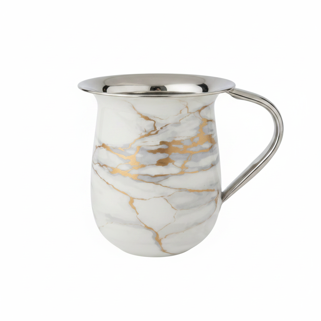 White Gold Marble Cup White Front