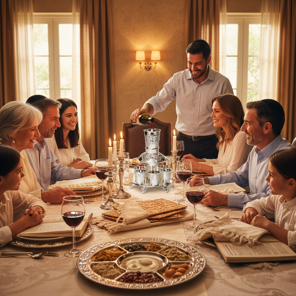 Wine dispenser at Passover Seder