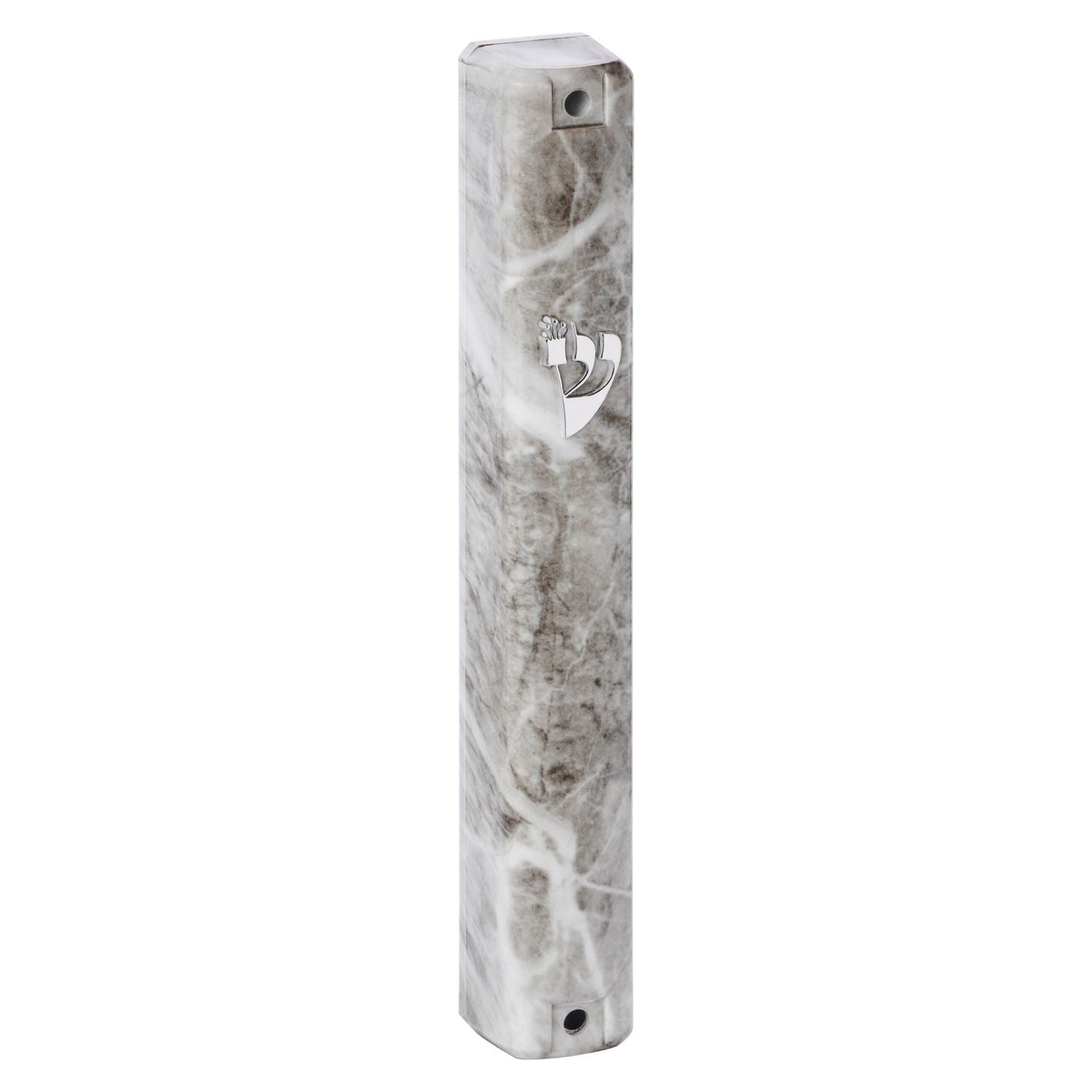 Marble-patterned Mezuzah case with a star design on a white background