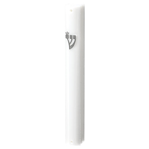 Mezuzah Case - Plastic with Silver Shin 12cm