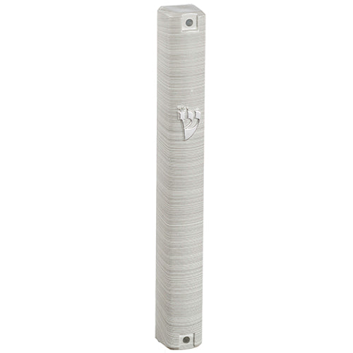 Mezuzah Case - Water proof white with 3D Silver Shin 15cm