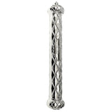 Mezuzah Case - Plastic Silver With Rubber Cork 12cm "Crown And Diamond"