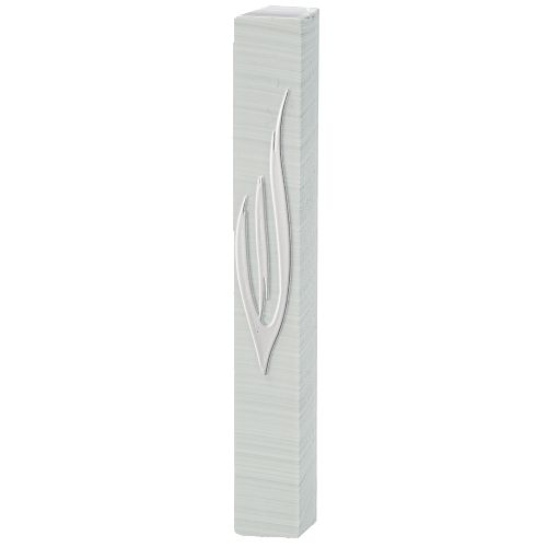Mezuzah Case - Water proof silver Shin 12cm - Modern Polyresin Design with Rubber Cork