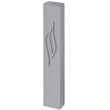 Mezuzah Case - Grey with Flame Design - 15cm Polyresin