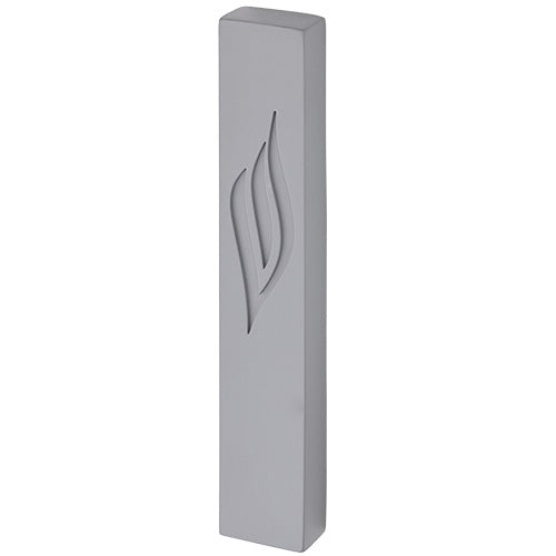 Mezuzah Case - Grey with Flame Design - 15cm Polyresin