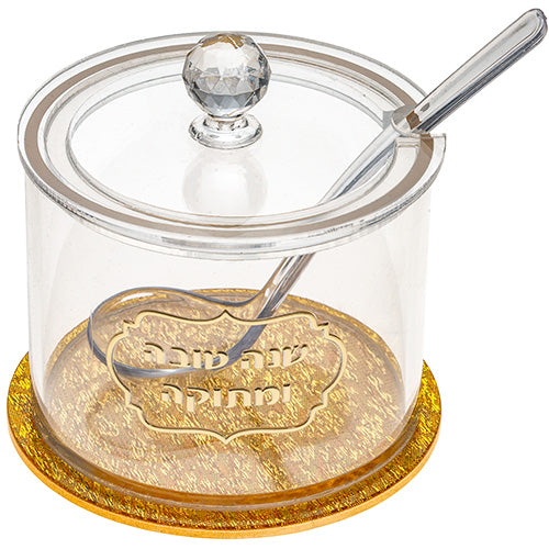 Honey Dish - Acrilic with Gold Base 8.5cm