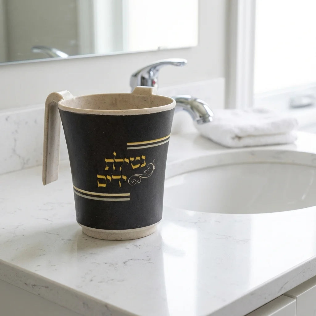 Washing Cup (Netilat Yadayim) - Thick Bamboo 14cm with Printing