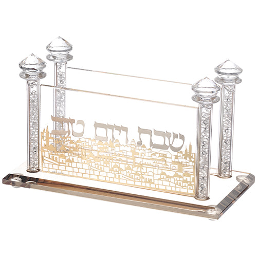 Serviette Holder - Crystalwith Metal Plate 17cm