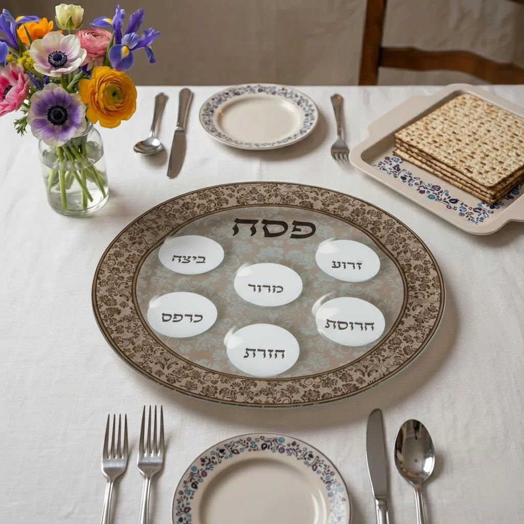 Seder plate Passover (pesach) - Glass 40cm