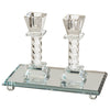 Candlesticks - Crystal Elegant Stones 11.5cm With Elegant Tray 18x10cm