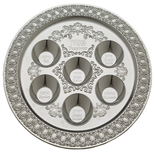 Seder plate Passover (pesach) - Plastic 38cm Silver Color