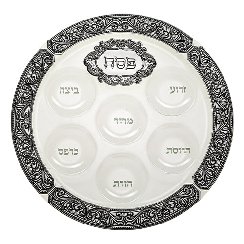 Seder plate Passover (pesach) - Elegant Glass40cm