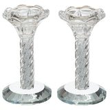 Candlesticks - Pair of Crystal with Stones 12cm
