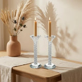 Candlesticks - Pair of Crystal 18cm with Stones