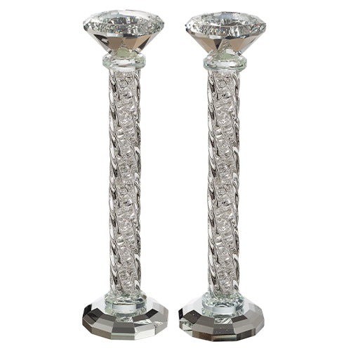 Candlesticks - Crystal 25.5cm with Stones