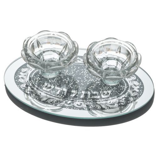 Candlesticks - Glass with Stones 19*12cm