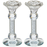 Candlesticks - Crystal With Stones 15cm