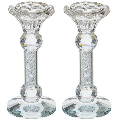 Candlesticks - Crystal With Stones 15cm