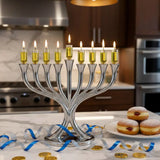 Chanukah Menorah - Metal 23*19cm Nickel