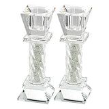 Candlesticks - Elegant Crystal 11cm With Decorative Stones