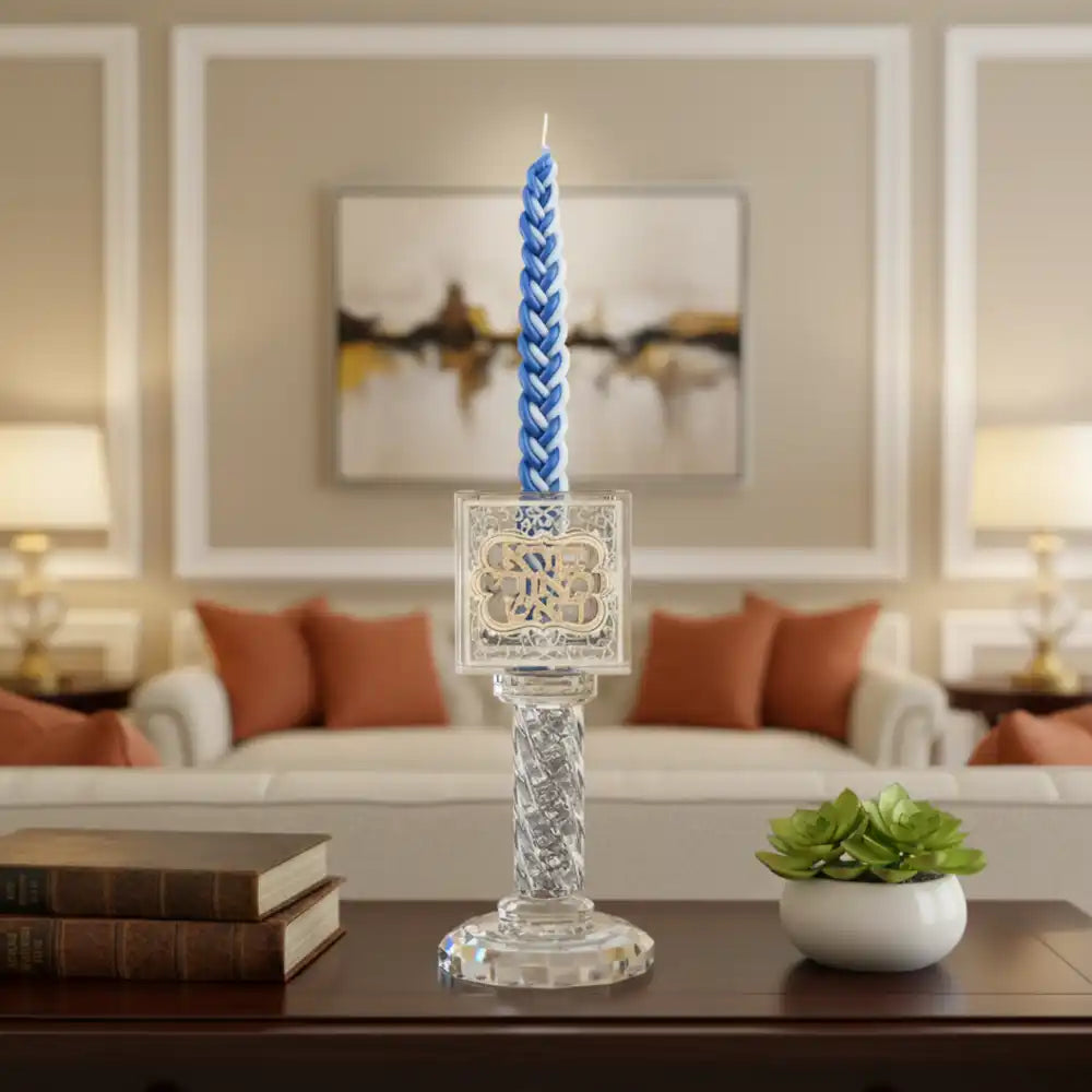 Havdalah Candle - Elegant Wax 30cm Blue & White