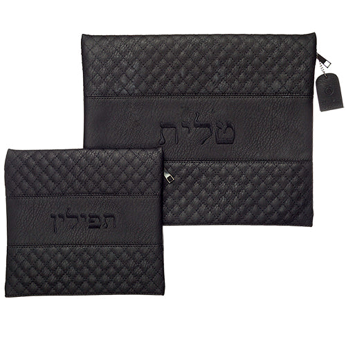Tallit & Tefillin Bag Set - Leatherette 36×29cm with Embroidery