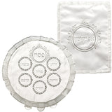 Seder plate/Afikoman bag Passover (pesach) - White Satin Set 46cm