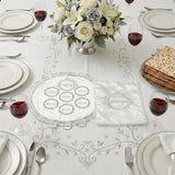 Seder plate/Afikoman bag Passover (pesach) - White Satin Set 46cm