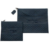 Tallit & Tefillin Bag Set - Leatherette36*29 cm with Embroidery - Navy