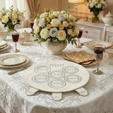 Seder plate Passover (pesach) - Elegant Cream Leatherette45cm
