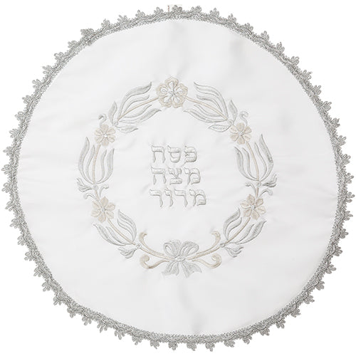 Seder plate/Afikoman bag Passover (pesach) - Satin White with Embroidery46cm