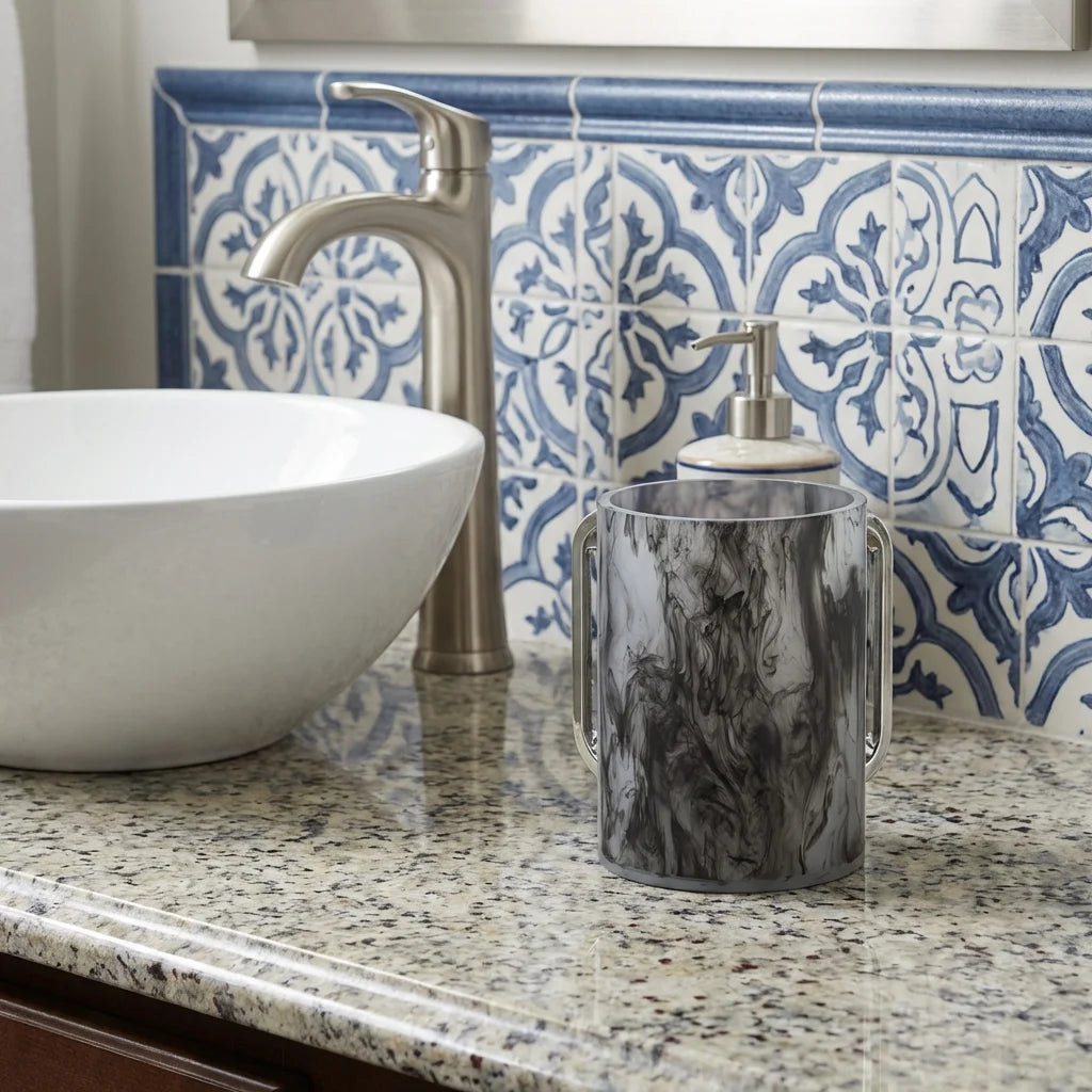 Washing Cup (Netilat Yadayim) - Lucite Clear marble 13cm