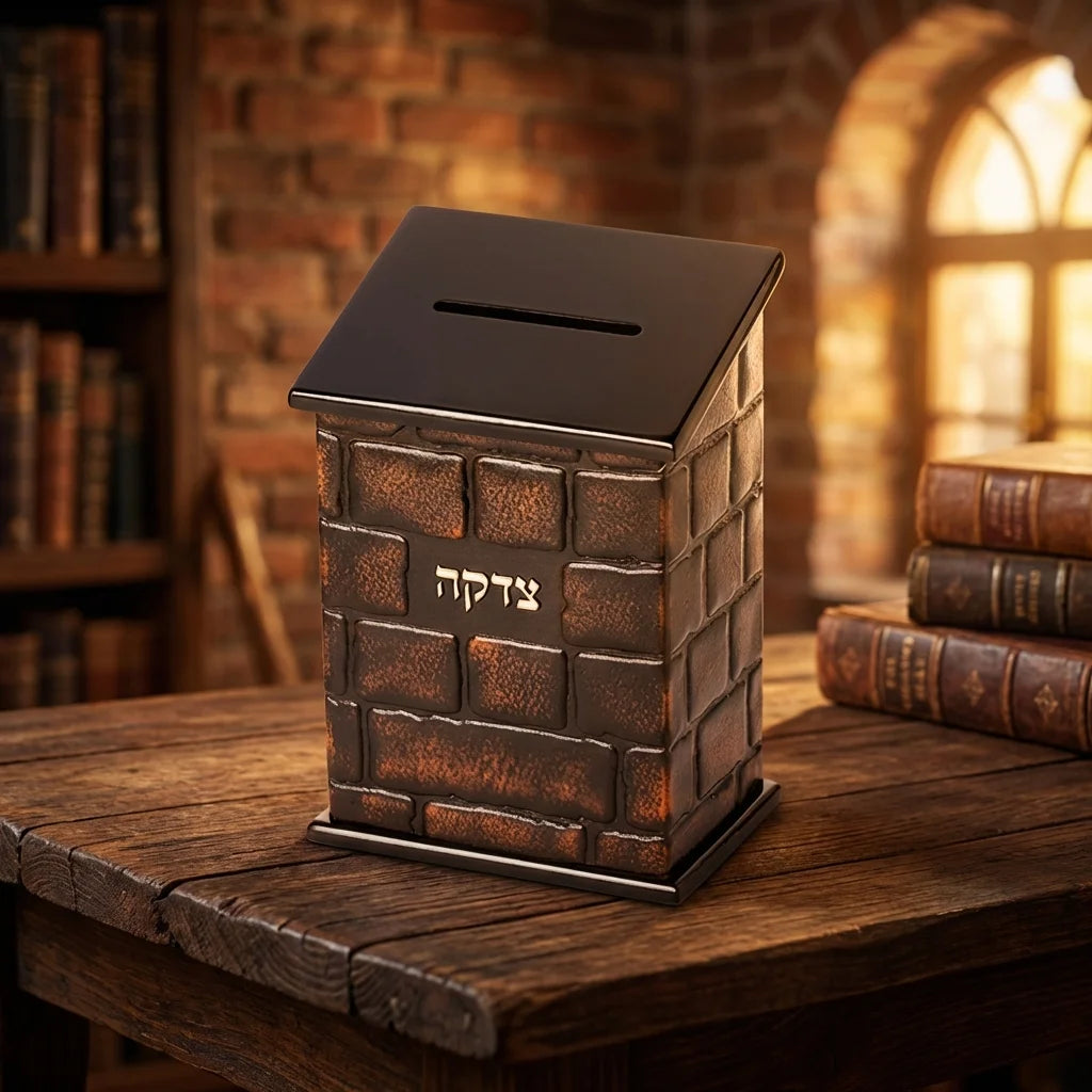 Tzedakah Box - Elegant Wood 18cm