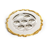 Seder Plate Passover (Pesach) - 33 cm silver plated/gold stripe