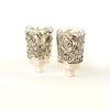 Candlesticks - Pair of 8cm Glass and Silver oil holders