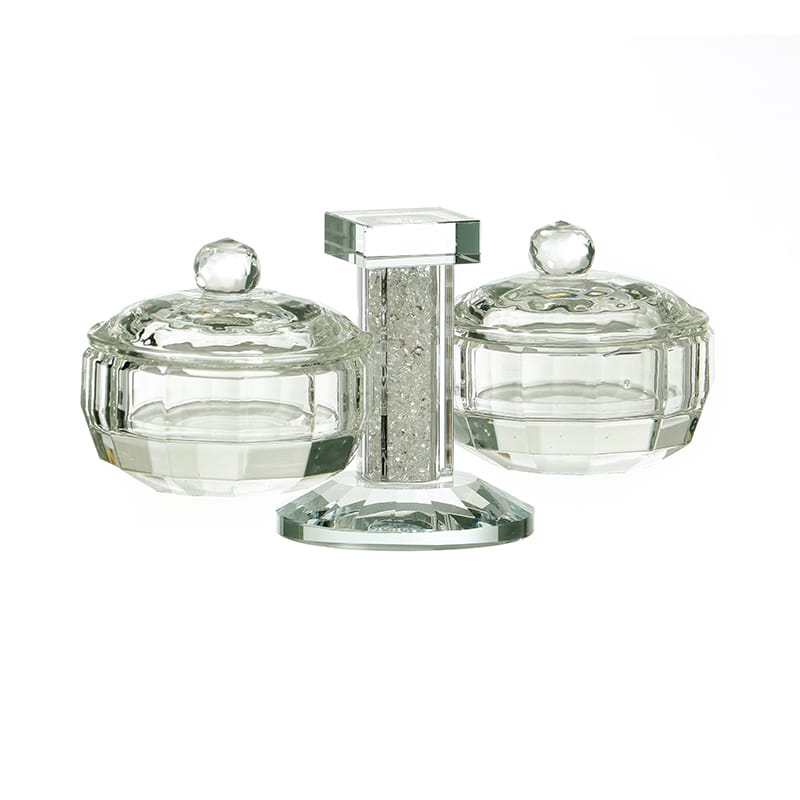 Salt Holder - Crystal/Stone Decorated Open Jars and Lids