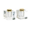 Salt Holder - Crystal Cube Salt & Pepper Shakers with Gold Lids