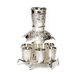 Kiddush cup Dispenser - with 6 Grape Glasses Silver Plated