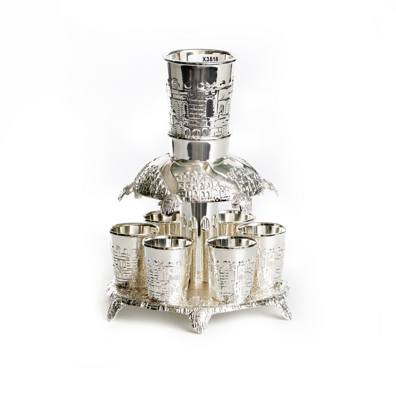 Kiddush cup Dispenser - 6 Glasses Silver Plated Height 22cm