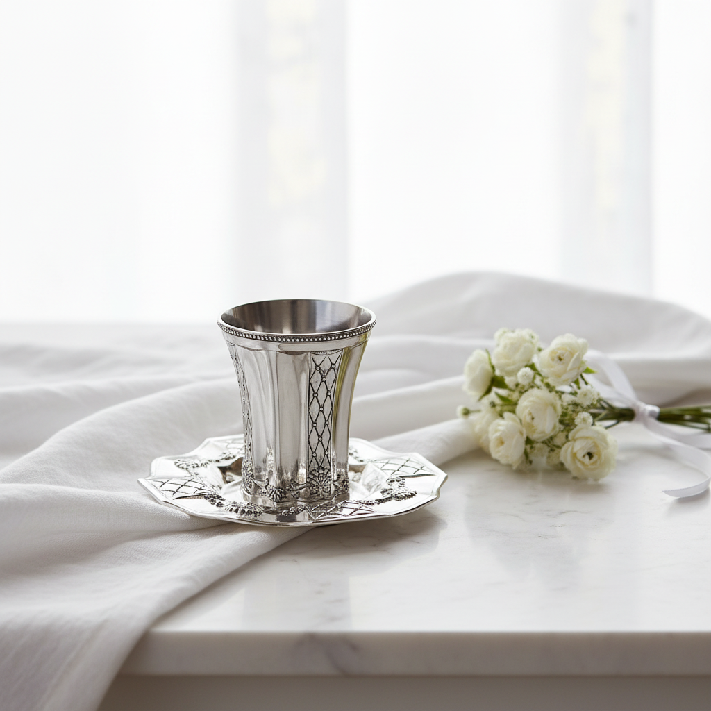 Kiddush Cup - Silver Plated & Plate