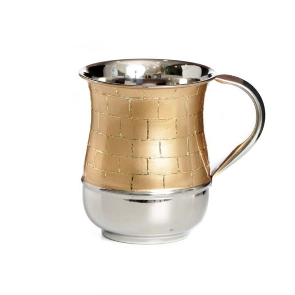 Washing Cup (Netilat Yadayim) - White with Gold
