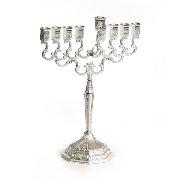 Chanukah Menorah - Silver Plated Lacquer 27cm