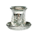 Kiddush Cup - Silver Plated Crystal Saucer